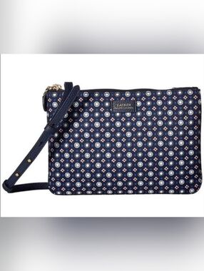 Lauren Ralph Lauren Chadwick Double Zip Crossbody Bag In Navy Geo Mix